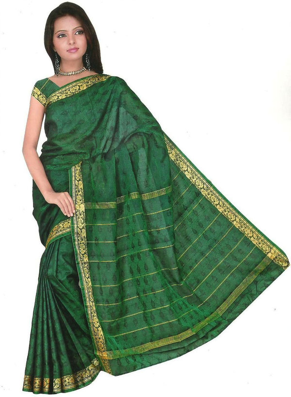 EXCLUSIV Bollywood Sari REGENBOGEN Grün