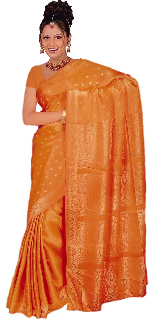Fertig gewickelter Bollywood Sari Indien Orange