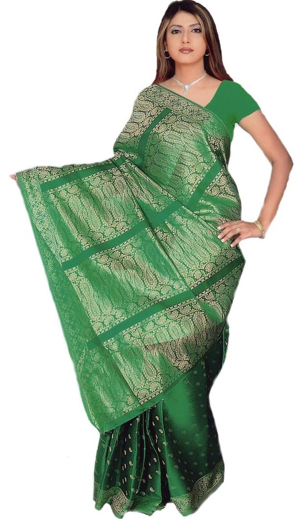Fertig gewickelter Bollywood Sari Indien Grün