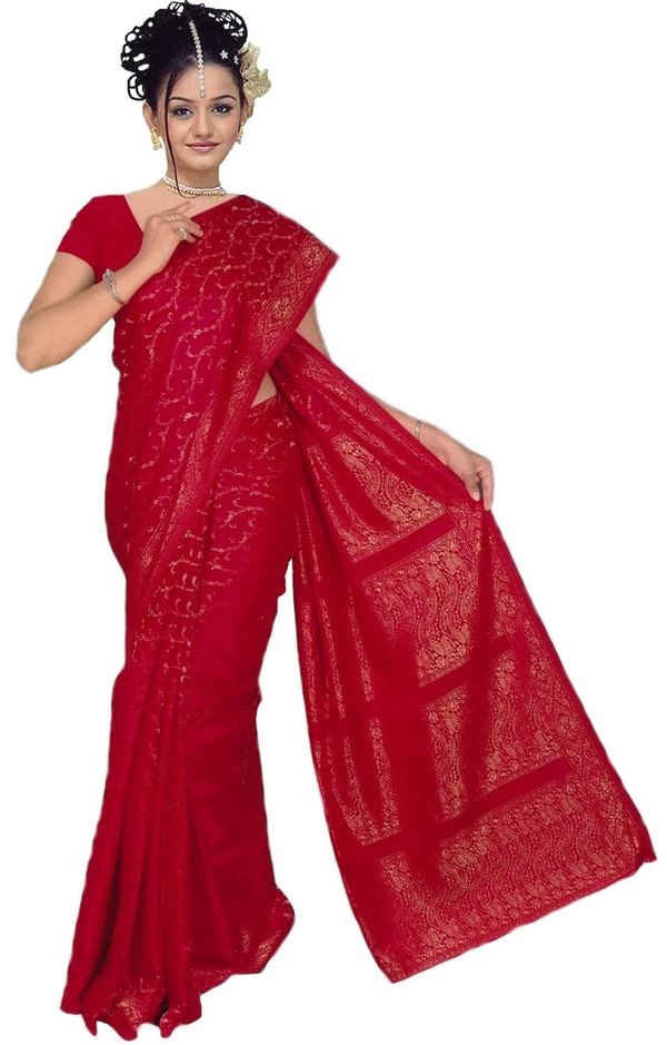 Fertig gewickelter Bollywood Sari Indien Rot