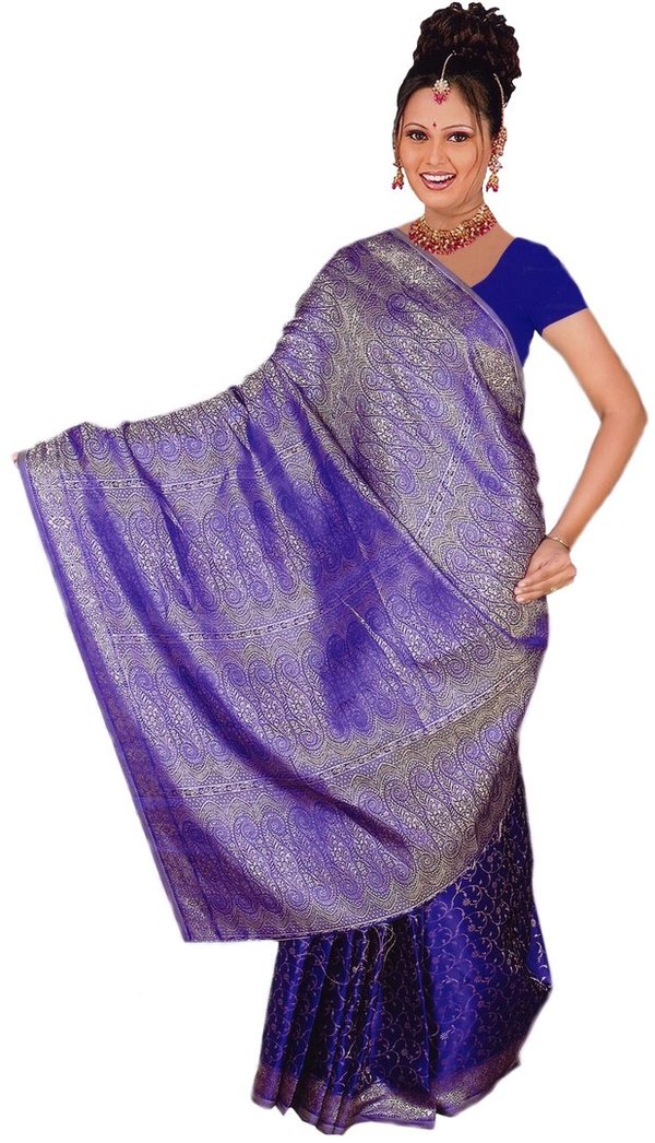 Fertig gewickelter Bollywood Sari Indien Blau