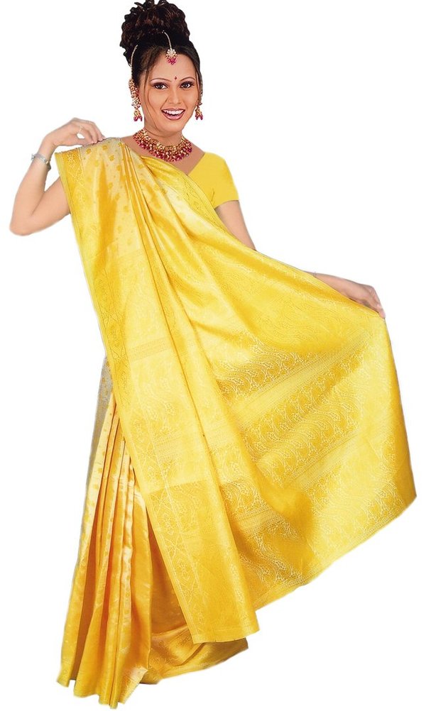 Fertig gewickelter Bollywood Sari Indien Gelb