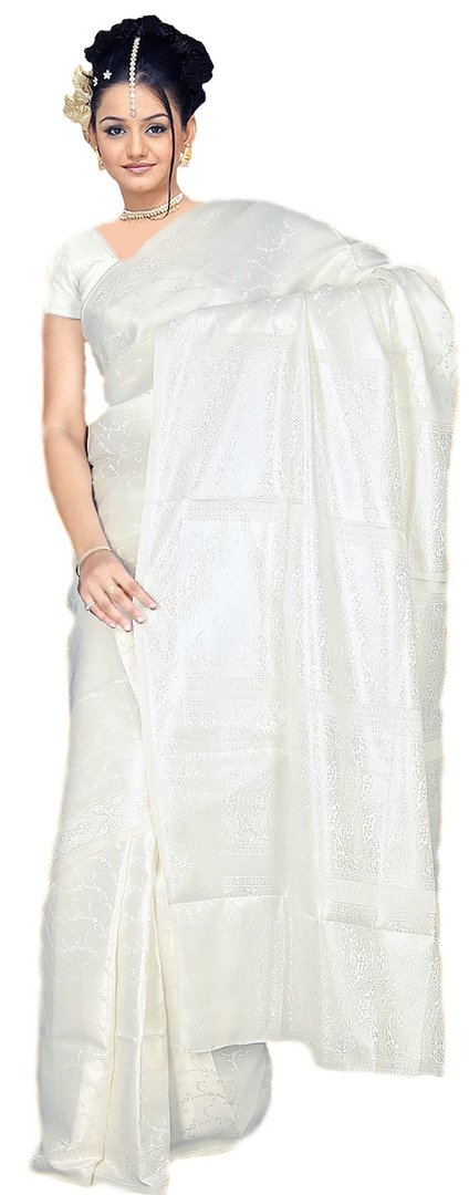 Fertig gewickelter Bollywood Sari Indien Weiß