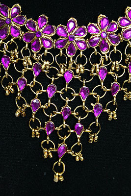 Pink Gold Bollywood Braut Schmuckset Collier Ohrringe Tika zum Sari