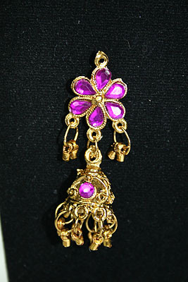 Pink Gold Bollywood Braut Schmuckset Collier Ohrringe Tika zum Sari