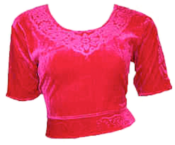 Pink Samt Top Choli Oberteil für Sari Gr. S bis 3XL