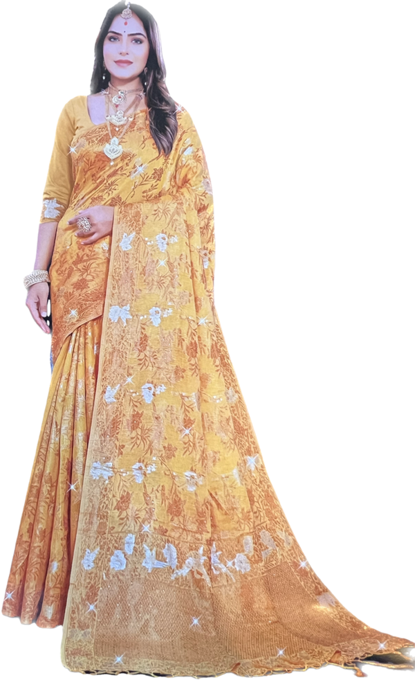 Glitzer Bollywood Sari Boho Orient Indien in Orange - Einzelstück