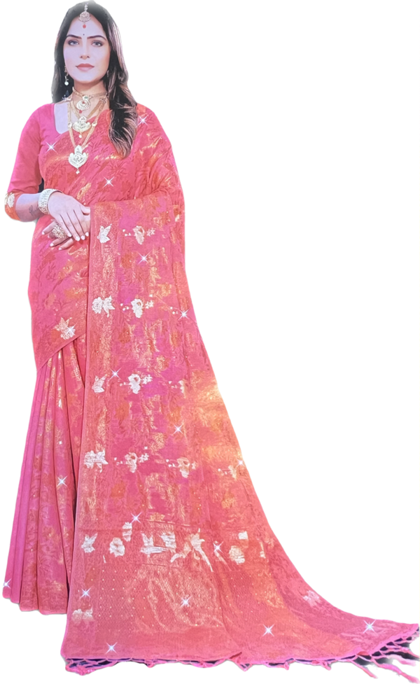 Glitzer Bollywood Sari Boho Orient Indien in Pink - Einzelstück